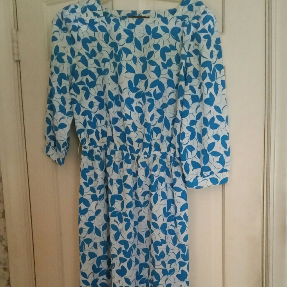JT Dress Vintage White and Blue Dress Jr Sz 11/12